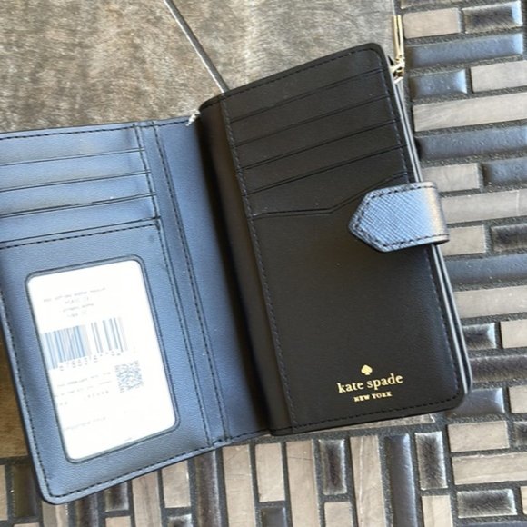 Kate Spade Madison Medium Compact Bifold Wallet Black NWT - Picture 5 of 14